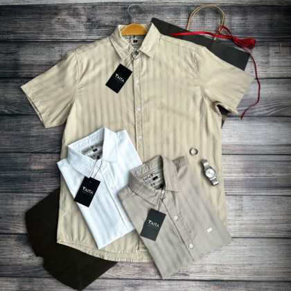 Camisa Andes Rayas Satinadas M/C – Camisa elegante manga corta para hombre | TAITA