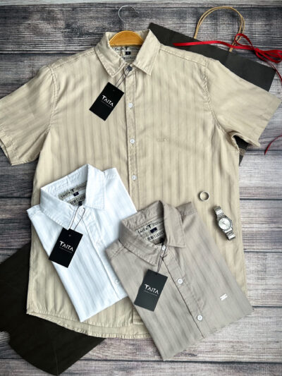 Camisa Andes Rayas Satinadas M/C – Camisa elegante manga corta para hombre | TAITA