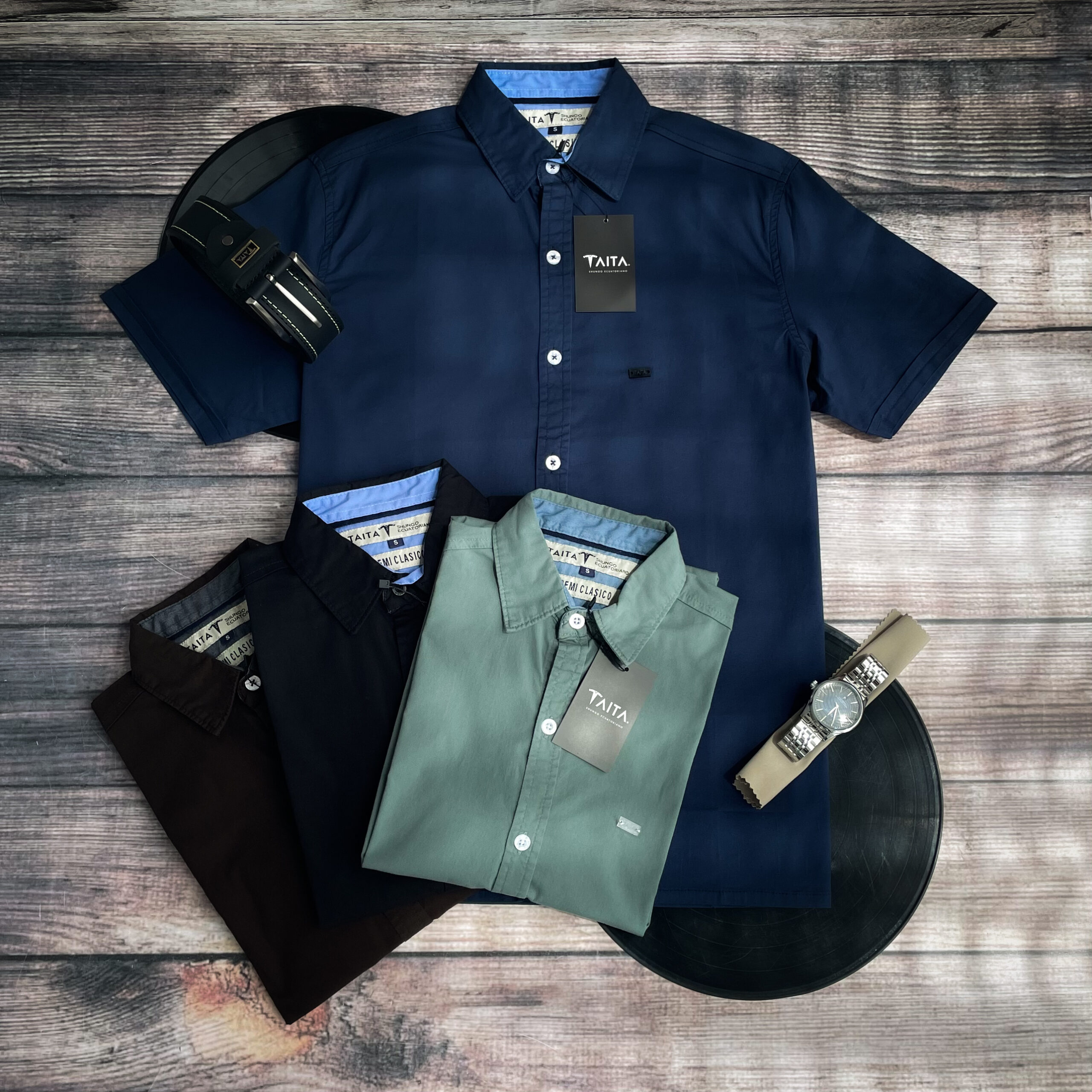 Camisa Manga Corta Premium Cuello Frances Sin Bolsillo Hombre Andes - Imagen 2