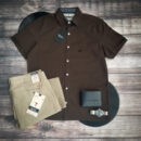 Camisa Manga Corta Premium  Cuello Frances Sin Bolsillo Hombre Andes